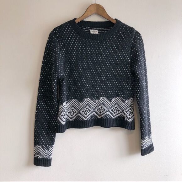 Pepe Jeans Dorris Wool Cozy Knit Long Sleeve Cropped Sweater Top Black - Picture 1 of 13